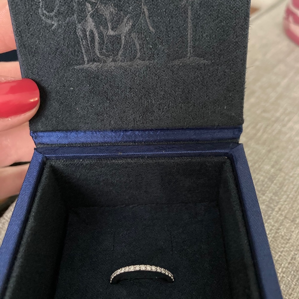 Noemie 18k white gold half eternity band. Sz 5.75.